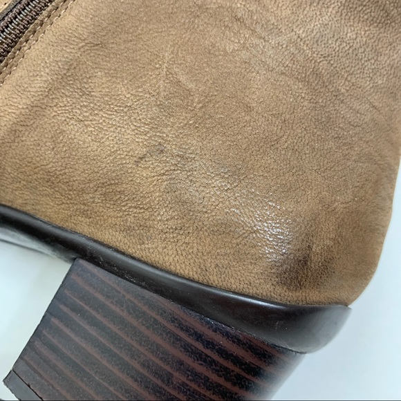 Sesto Meucci Light Brown Worn Leather Style Low Stacked Heel Ankle Boots Sz 9.5 - Picture 9 of 16